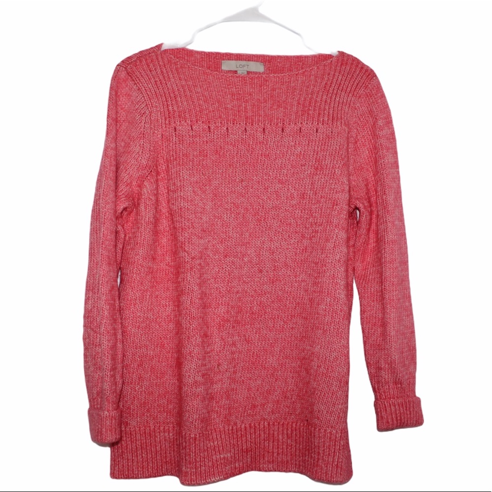 salmon colored knitted sweater